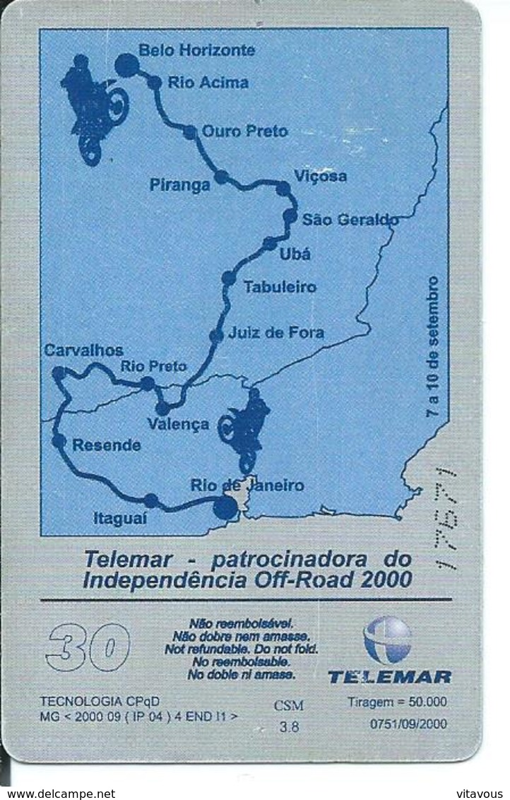 Télécarte Brésil  Moto Trial Off-road 2000 Sport - Circuit Au Verso  (D 303) - Motos