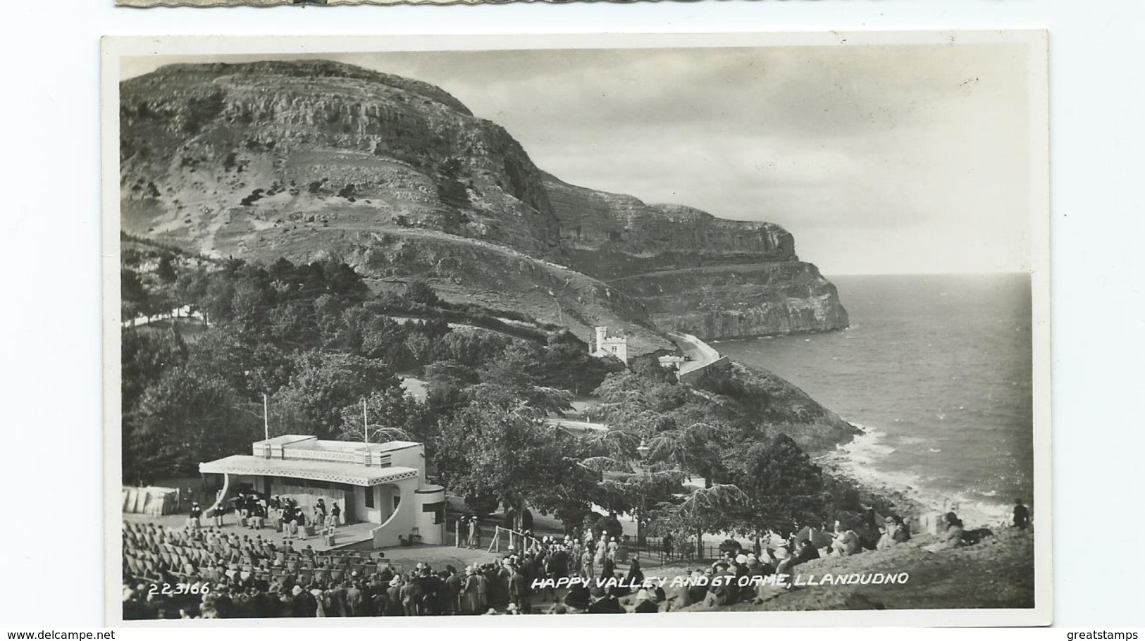 Postcard Wales Llandudno Rp Theatre Happy Valley And Great Orme. Unused - Zu Identifizieren