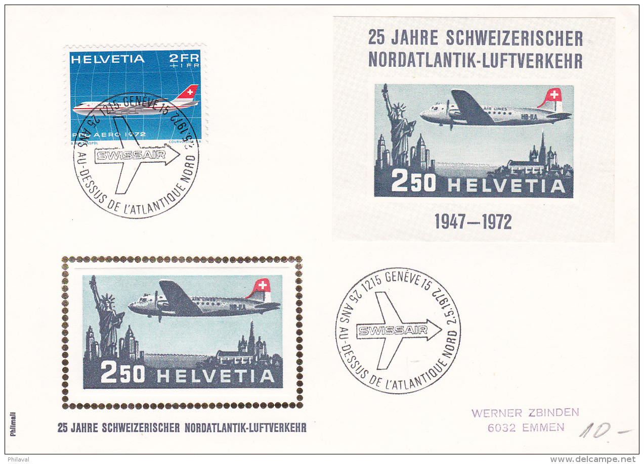 25 Jahre Schweizerrischer Nordatlantik - Luftverkehr 1947 - 1972 / Genève 2.5.1972 - Other & Unclassified