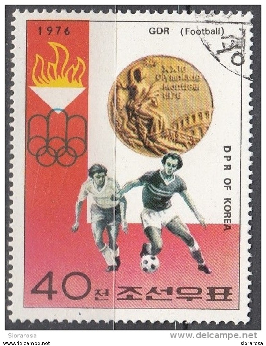 DPR Korea 1976 Sc. 1496  XXI Olimpiade Montreal Medaglie D ' Oro Soccer Calcio  DDR Gold Winners - Estate 1976: Montreal