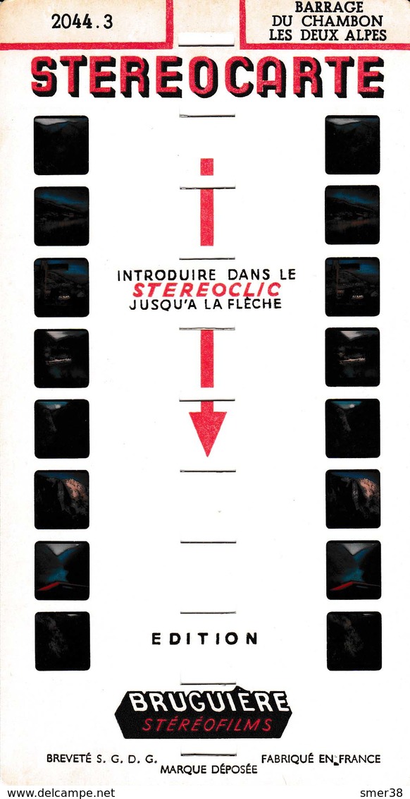 Stereocarte BRUGUIERE N° 2044.3 _ Barrage Du Chambon Les Deux Alpes - Visionneuses Stéréoscopiques
