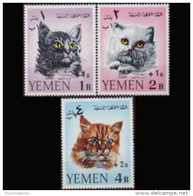 YEMEN KINGDOM 1967 - MI# 338-40 Cats Opt. Set Of 3 MNH - Yemen