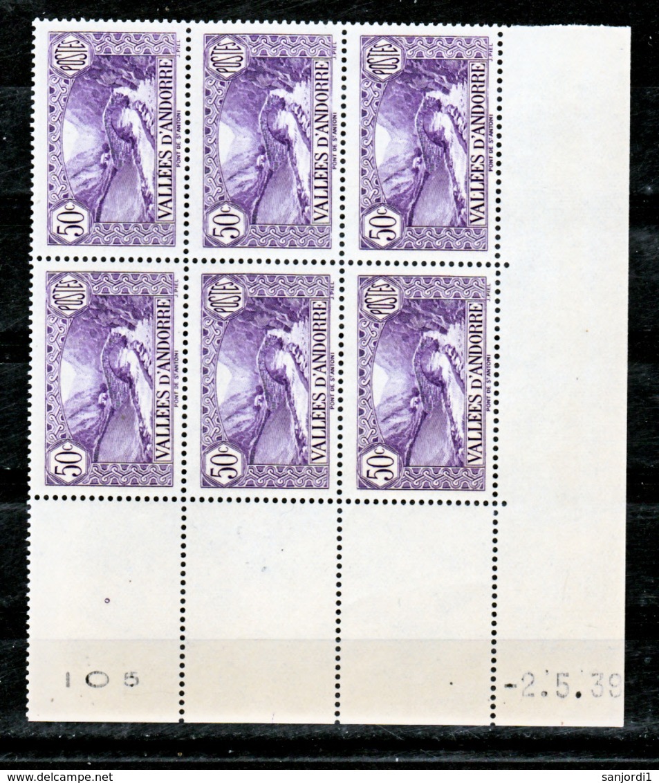 Andorre  64 Bloc De 6 Coin Daté 2 5 39 Neuf ** TB Aspect MNH  Sin Charmela - Neufs