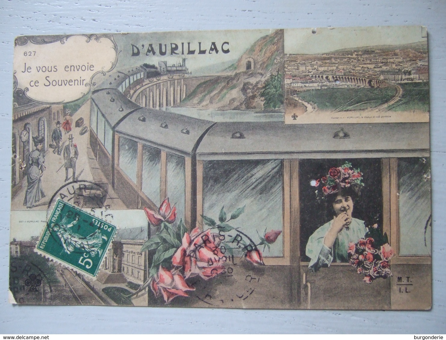 JE VOUS ENVOIE CE SOUVENIR D'AURILLAC / TRES BELLE CARTE (TRAIN)  / 1911 - Aurillac