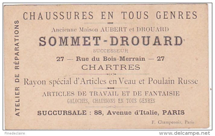 Chromo - Chaussures, Ancienne Maison Aubert Et Drouard, Sommet Drouard, Chartres - Autres & Non Classés