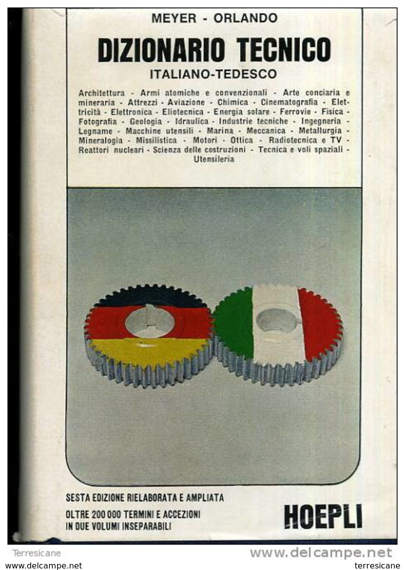 DIZIONARIO TECNICO ITALIANO TEDESCO	MEYER ORLANDO	HOEPLI - Wörterbücher