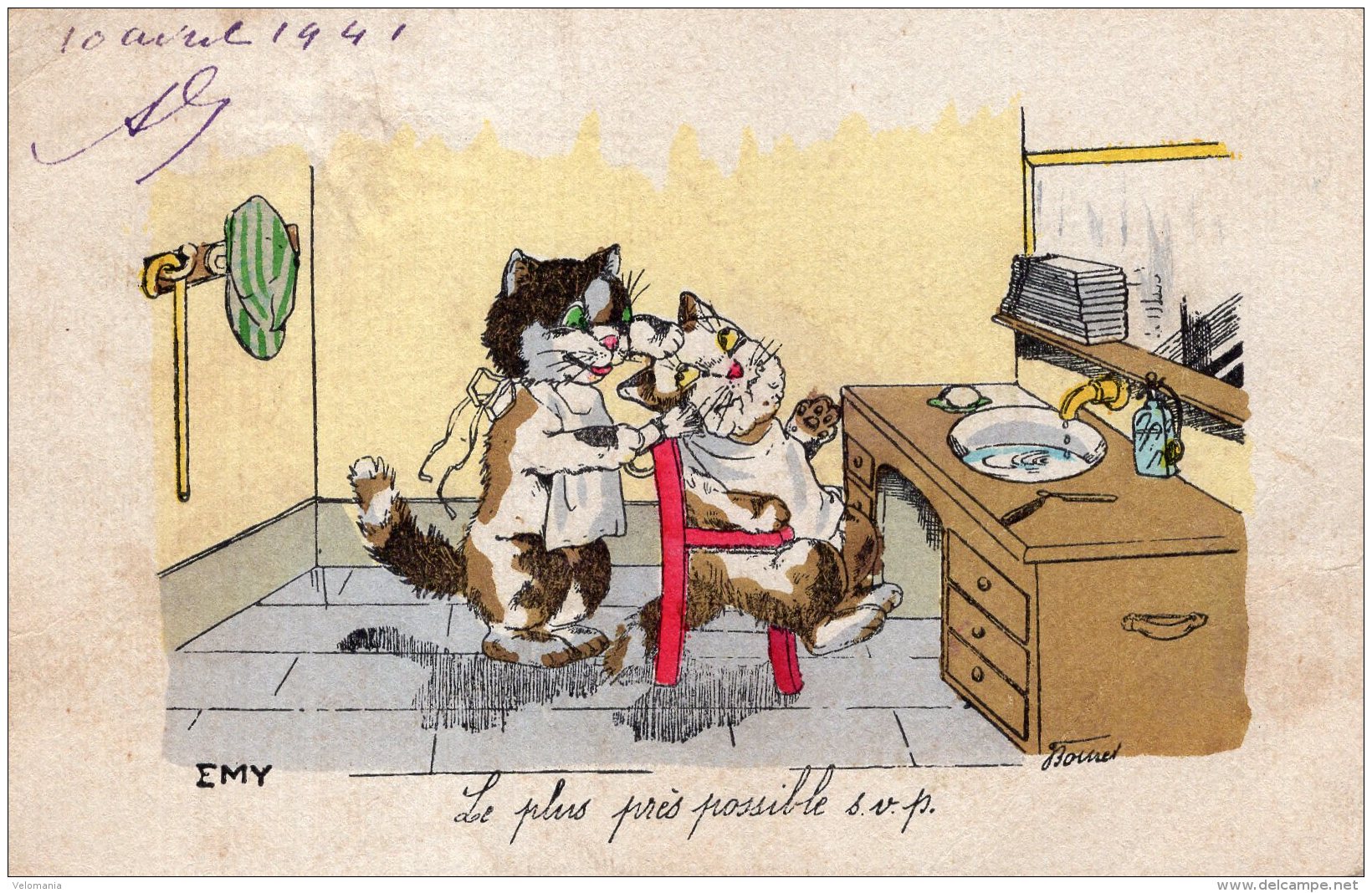 V12913  Cpa Illustrée  Chat -  Chats,  Illustrateur Germaine Bouret - Bouret, Germaine