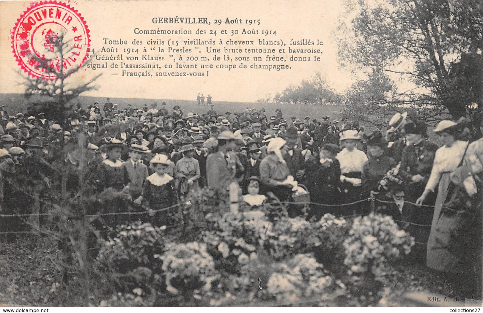 54-GERBEVILLER-COMMEMORATION DES 24 ET 30 AOUT 1914 - Gerbeviller
