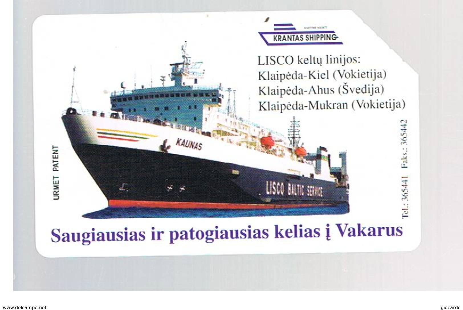 LITUANIA (LITHUANIA) -  1997  LISCO BALTIC SERVICE: KAUNAS SHIP       - USED - RIF. 10636 - Barche