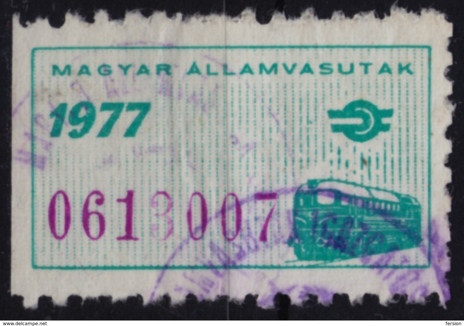 Train Railway Rail PASS Locomotive TICKET STAMP Railway Workers And Family TAX Label Vignette Revenue STAMP 1977 HUNGARY - Trains