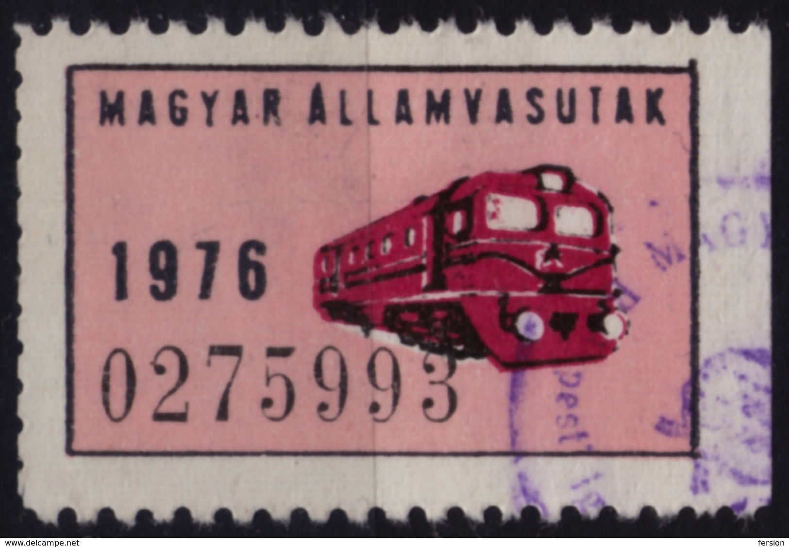 Train Railway Rail PASS Locomotive TICKET STAMP Railway Workers And Family TAX Label Vignette Revenue STAMP 1976 HUNGARY - Trains