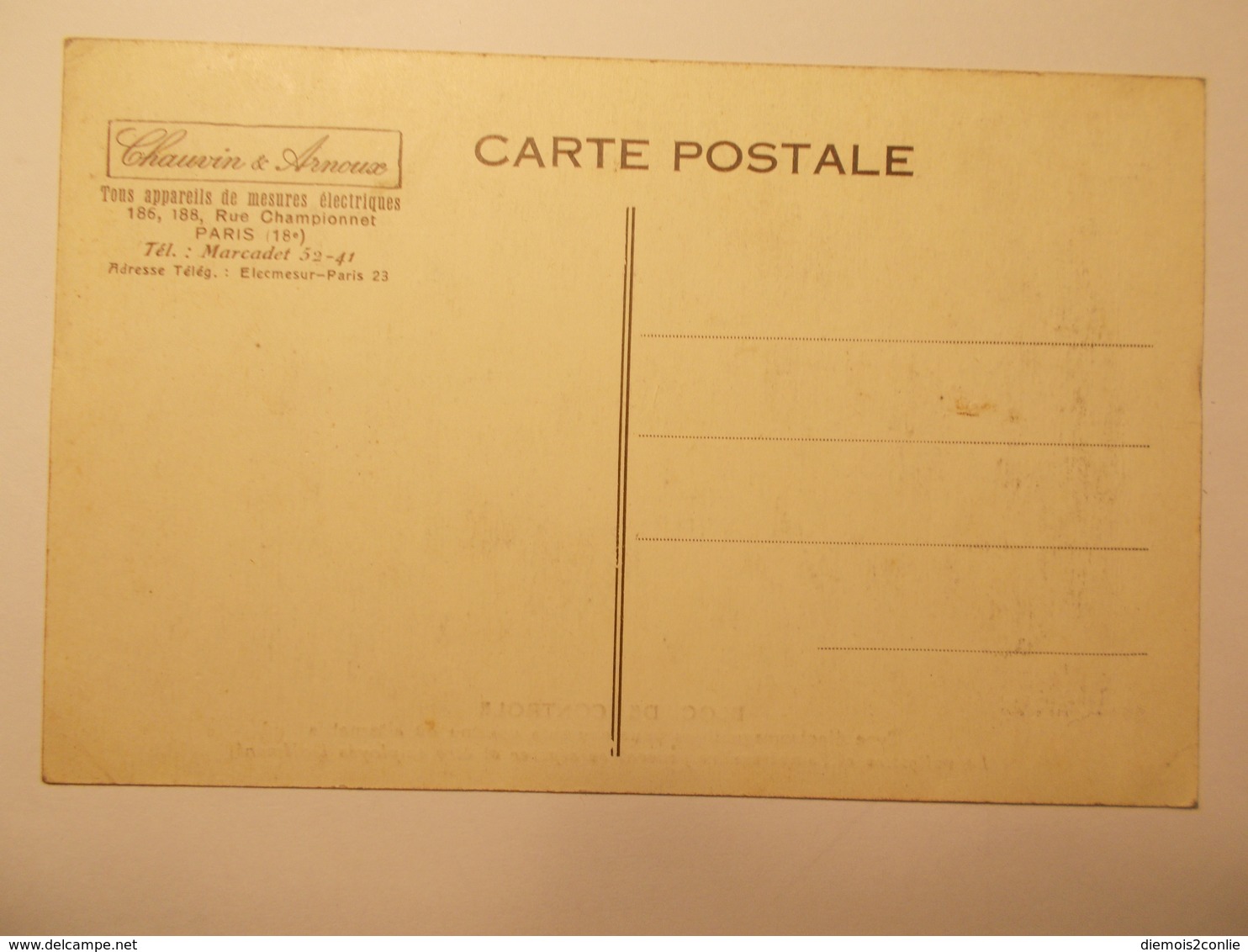 Carte Postale - Publicité - Bloc De Contrôle - Appareil Mesure Electrique (2228) - Reclame