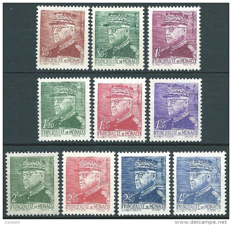 Monaco -1941 - Prince Louis II  - N° 225 à 233 +  274   - Neufs ** - MNH - Unused Stamps