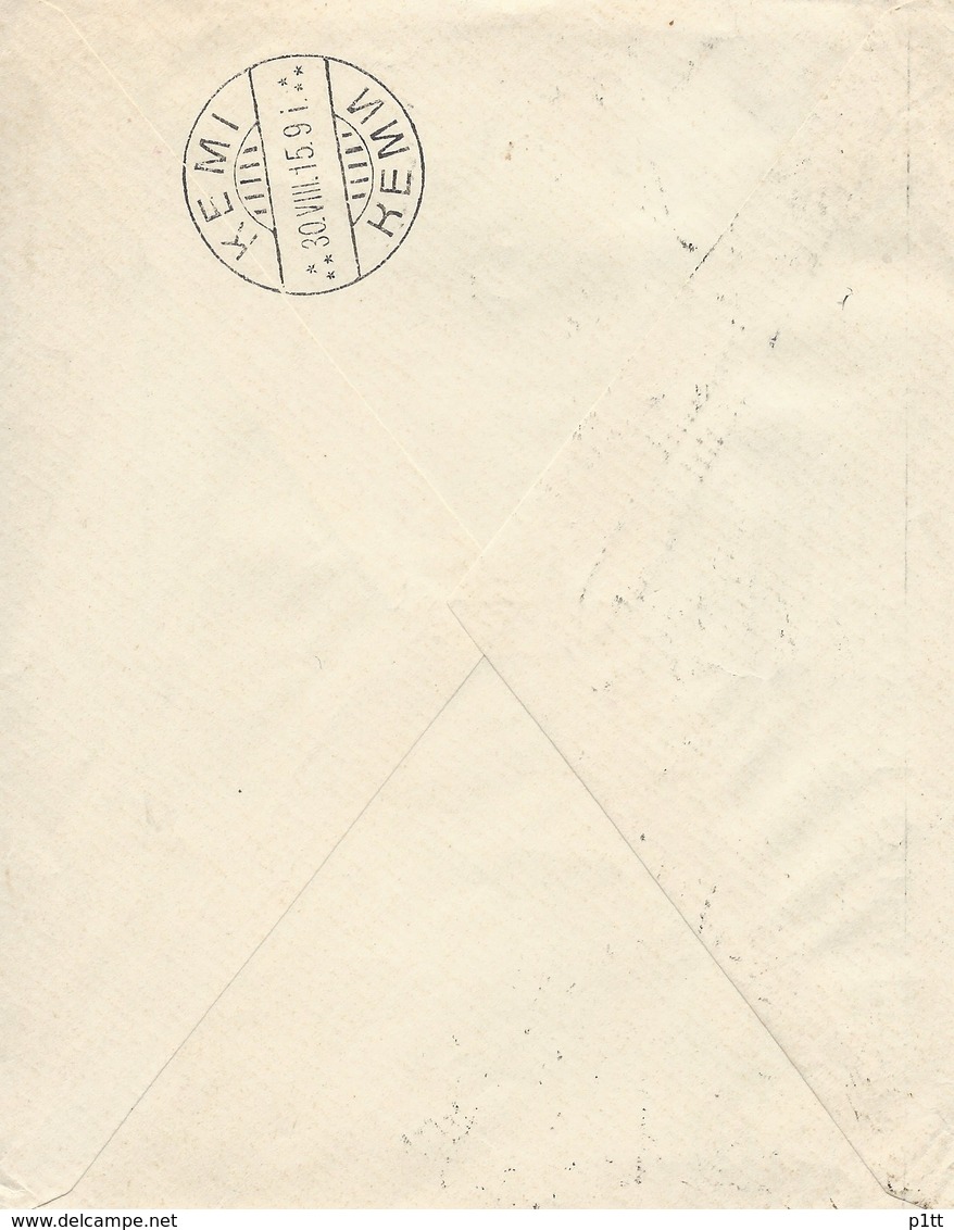 5d.Postal Envelope. The Post Of 1915 Went Through Finland. The Russian Empire. Censorship - Covers & Documents