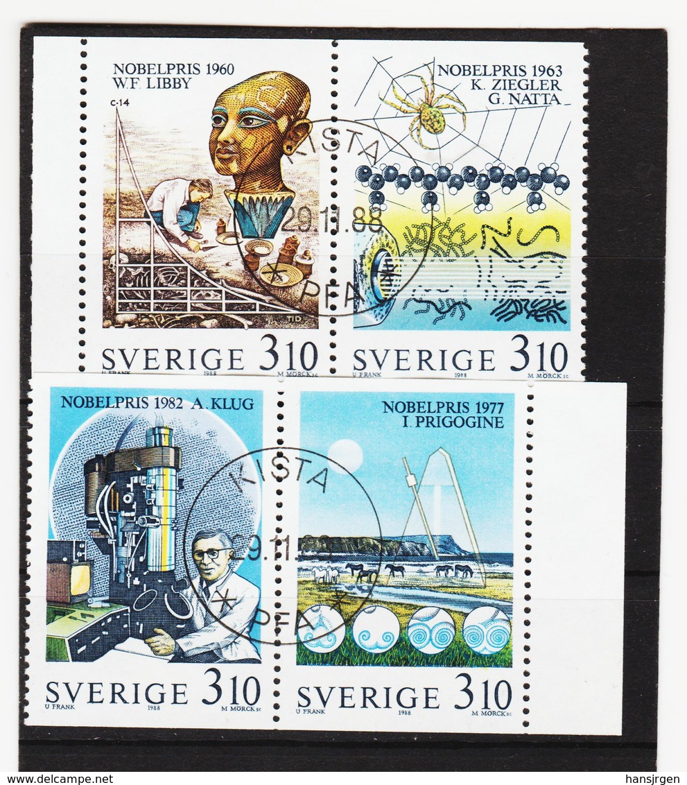 AUA768 SCHWEDEN 1988 Michl 1516/19 Gebraucht / Gestempelt ZÄHNUNG Und STEMPEL SIEHE ABBILDUNG - Gebraucht