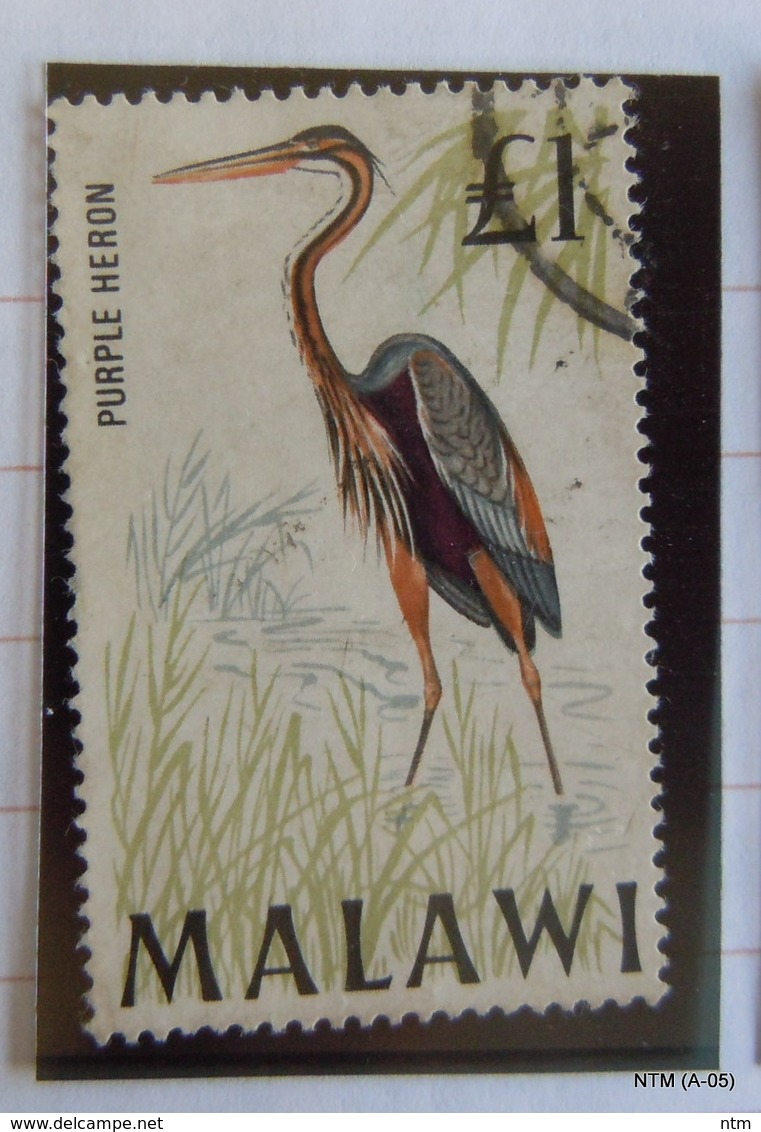 AFRICA, MALAWI, Year 1968, 1£  Perple Heron, 2 Stamps. Used. SG 322 - Malawi (1964-...)