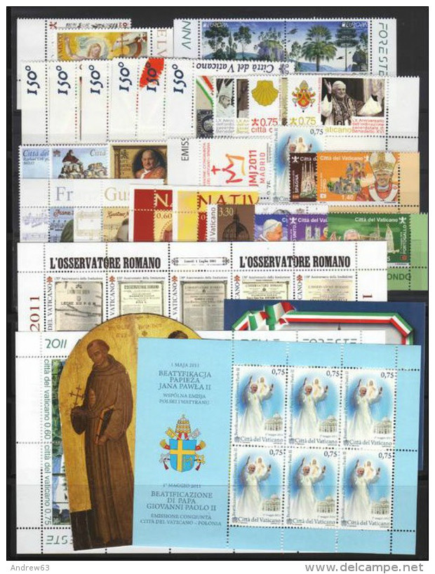 VATICANO - VATICAN - 2011 - Annata Completa - 29 Valori + 4 BF + 1 Libretto - Complete Year - ** MNH/VF - Annate Complete