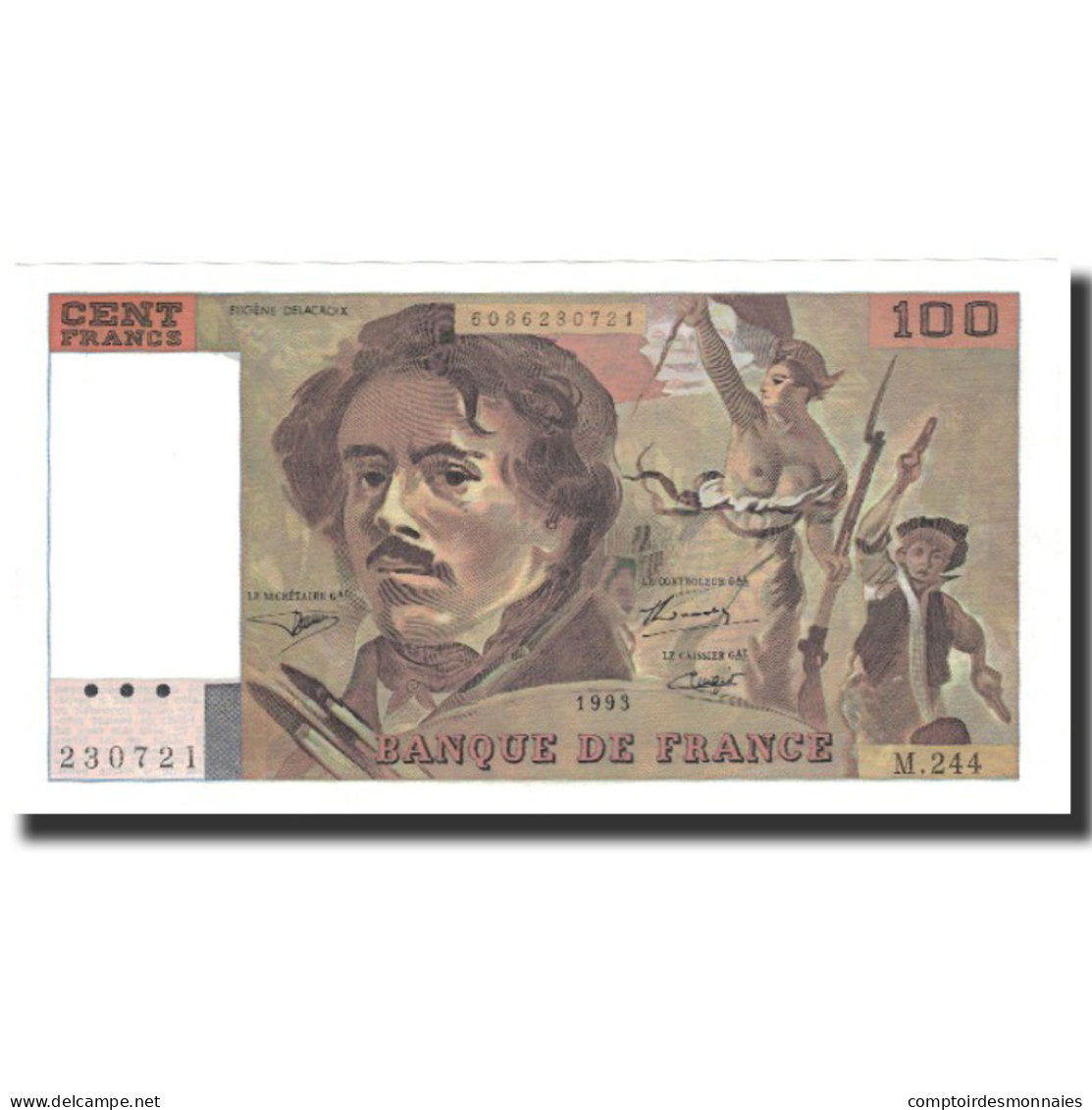 France, 100 Francs, 100 F 1978-1995 ''Delacroix'', 1993, SPL+, Fayette:69bis.8 - 100 F 1978-1995 ''Delacroix''