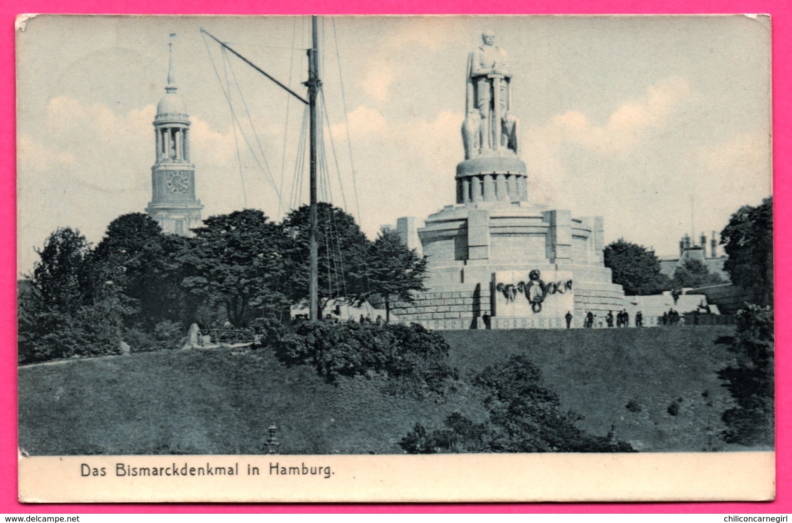 Das Bismarckdenkmal In Hamburg - Eglise - Animée - Série LUXUSDRUCK - 1910 - Autres & Non Classés