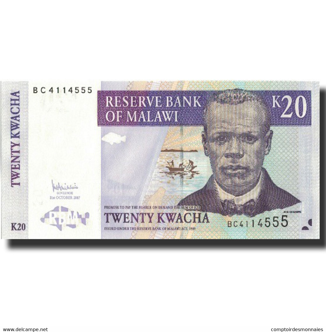 Billet, Malawi, 20 Kwacha, 2007, 2007-10-31, KM:52a, NEUF - Malawi