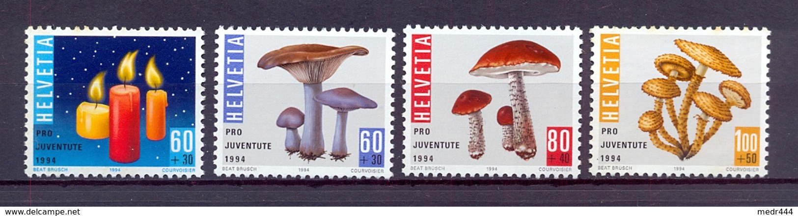 Switzerland 1994 - Pro Juventute - Christmas Candles & Mushrooms - MNH** Excellent Quality - Lettres & Documents