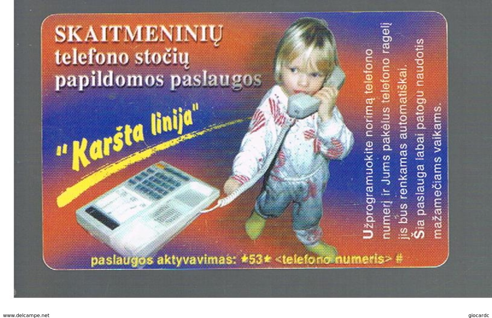 LITUANIA (LITHUANIA) -  1999  CHILDREN' S LINE - USED - RIF. 10719 - Telefoni