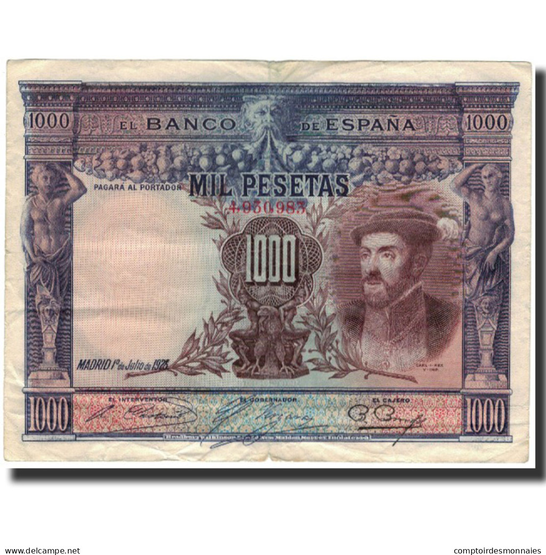 Billet, Espagne, 1000 Pesetas, 1925-07-01, KM:70a, TTB - 1000 Peseten