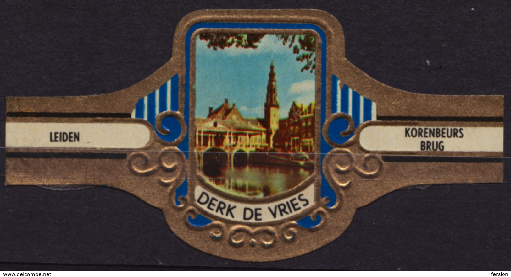 Leiden Netherlands Korenbeurs Brug Bridge - Derk De Vries - Netherlands - CIGAR CIGARS Label Vignette - Etiquetas