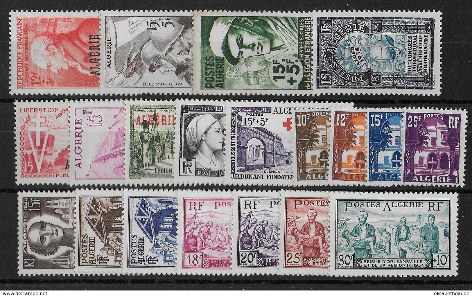 ALGERIE - ANNEE 1954 COMPLETE ** - SANS CHARNIERE - COTE = 64.5 EUR. - Années Complètes