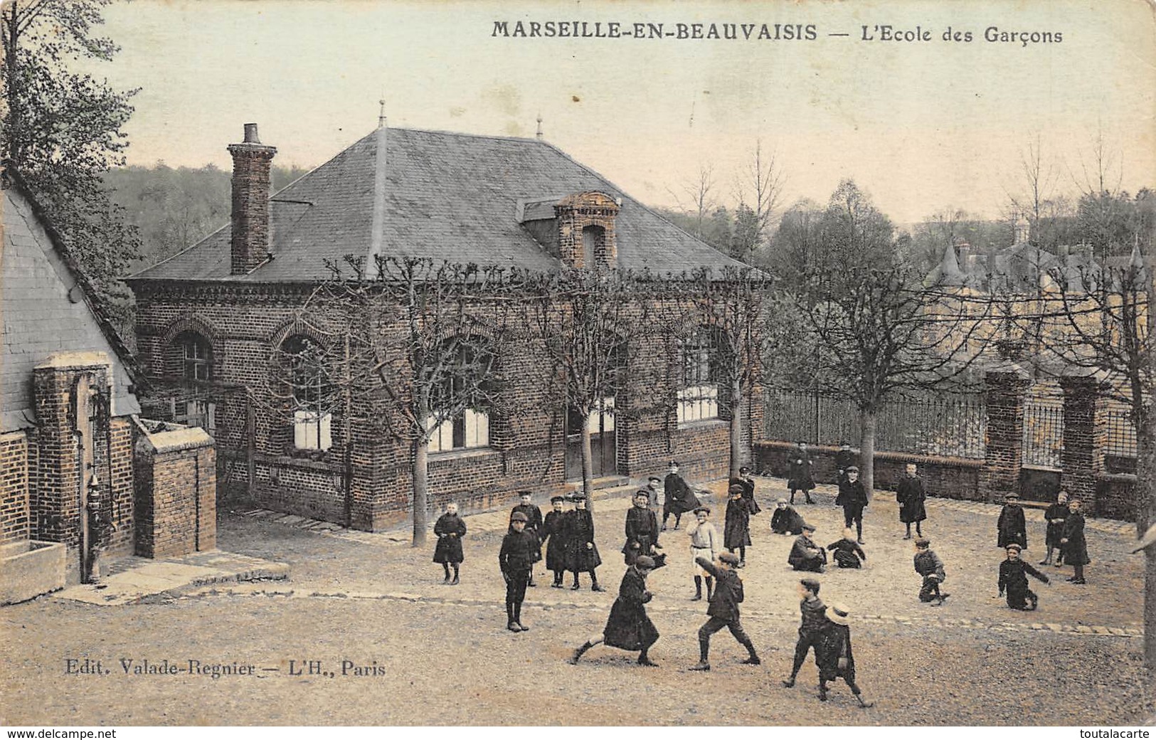 CPA 60 MARSEILLE EN BEAUVAISIS L ECOLE DES GARCONS Colorisée 1915 - Marseille-en-Beauvaisis