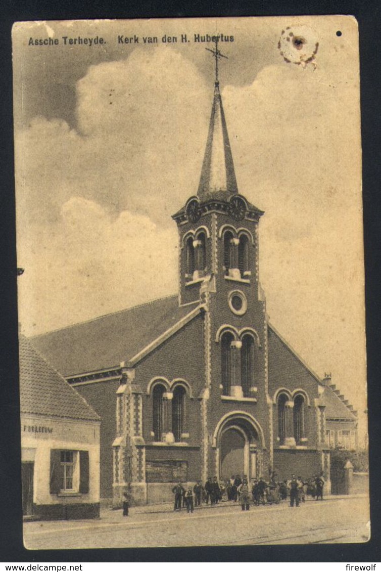 Z08 - Asse - Assche Terheyde - Kerk Van Den H. Hubertus - Gebruikt 1911 - Gat Van Punaise Rechts Boven - Asse