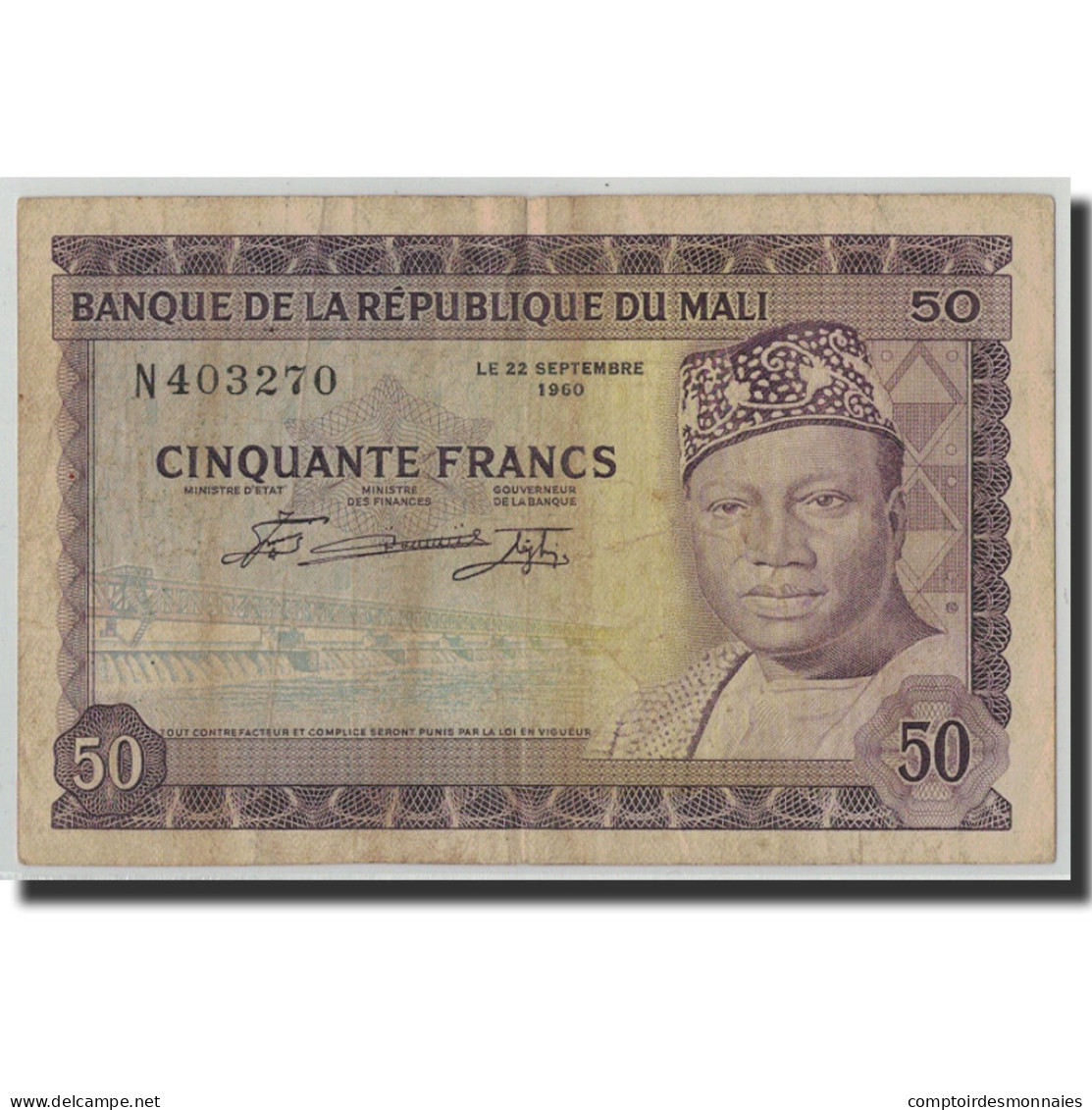 Billet, Mali, 50 Francs, 1960, 1960-09-22, KM:6a, TB - Mali