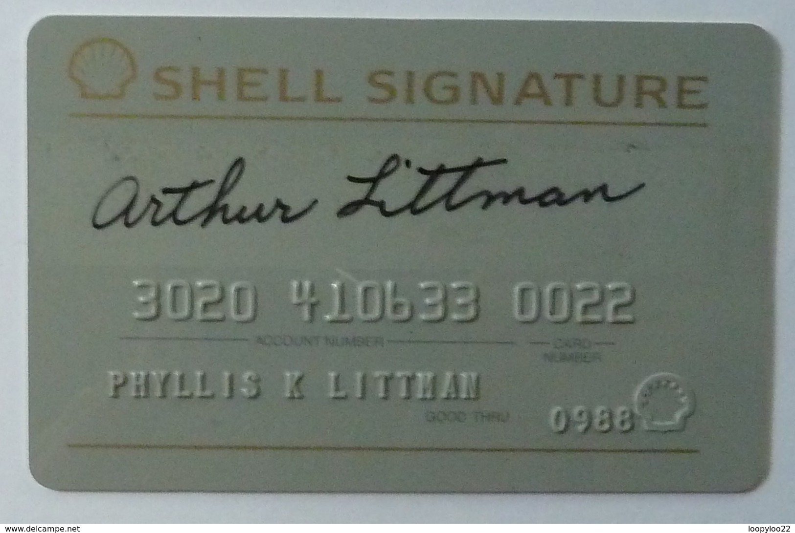 USA - Oil Credit Card - Shell Signature - Exp 0988 - Carte Di Credito (scadenza Min. 10 Anni)