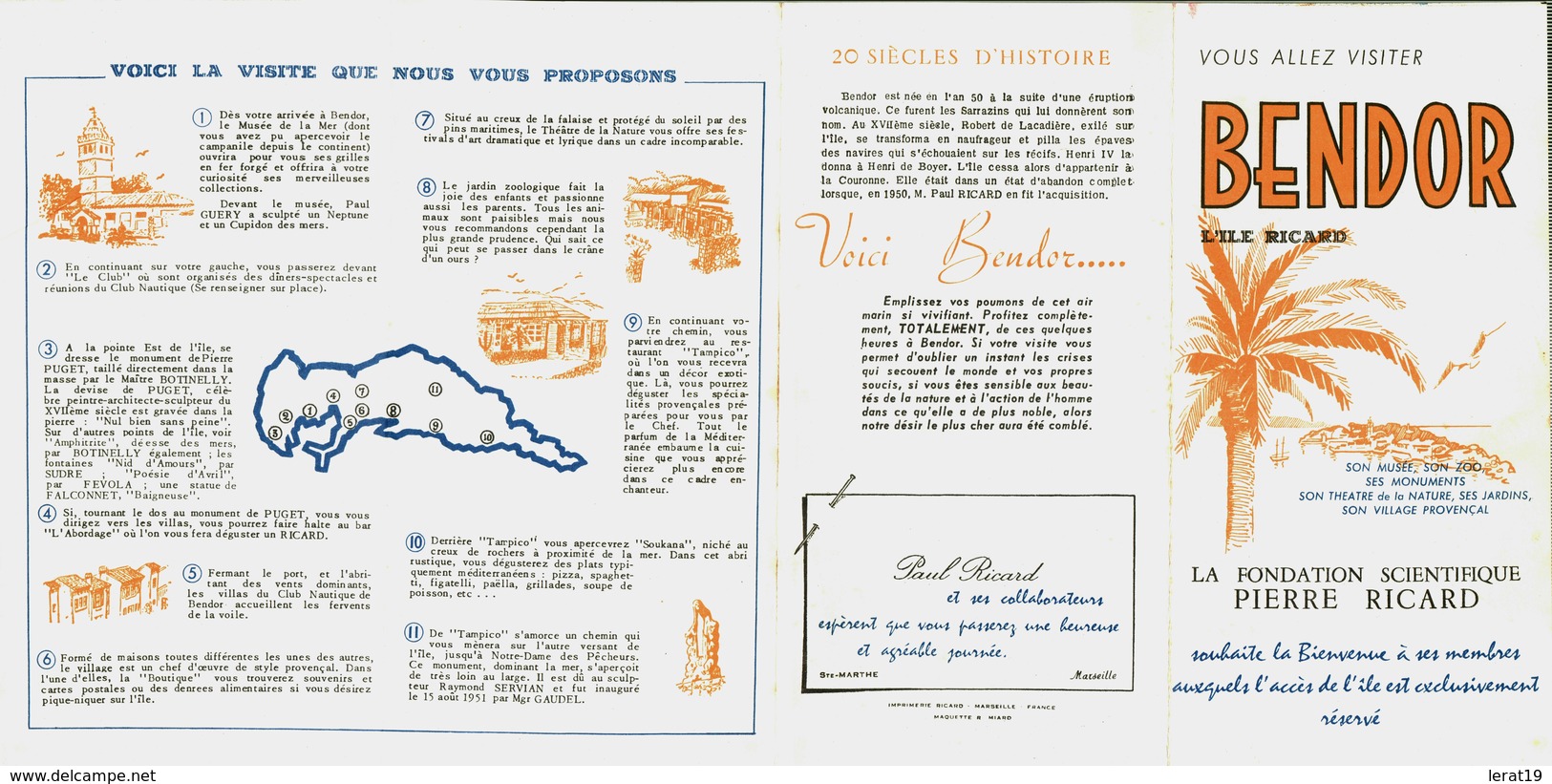 Bendor   L Ile Ricard  Fondation Scientifique Pierre Ricard - Dépliants Touristiques