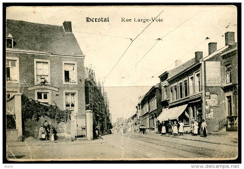 CP   Herstal   ---   Rue Large-Voie  --  1920  --  Animé - Herstal