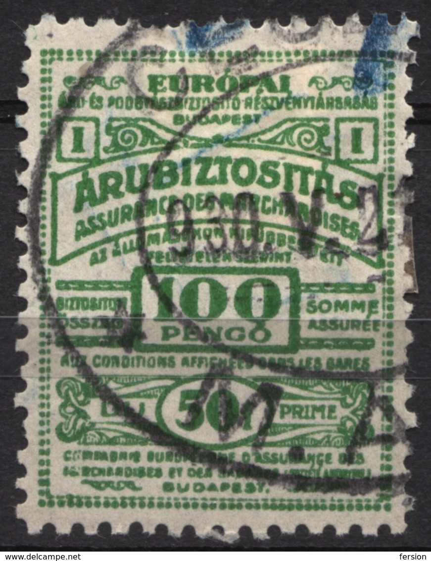 1930's Hungary - Travel / EUROPE Europa Baggage Insurance REVENUE Stamp / Label Vignette - Used - 100 - Revenue Stamps