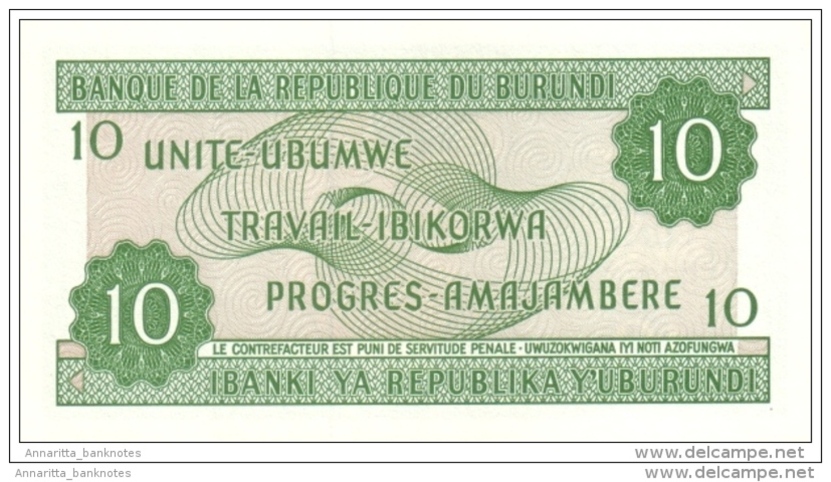 BURUNDI 10 FRANCS 2007 P-33e UNC [BI214l] - Burundi