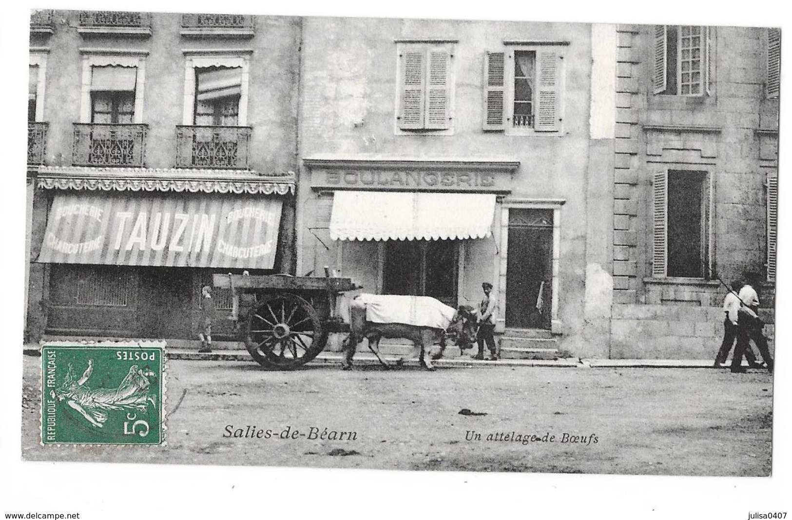 SALIES DE BEARN (64) Attelage De Boeufs Commerces - Salies De Bearn