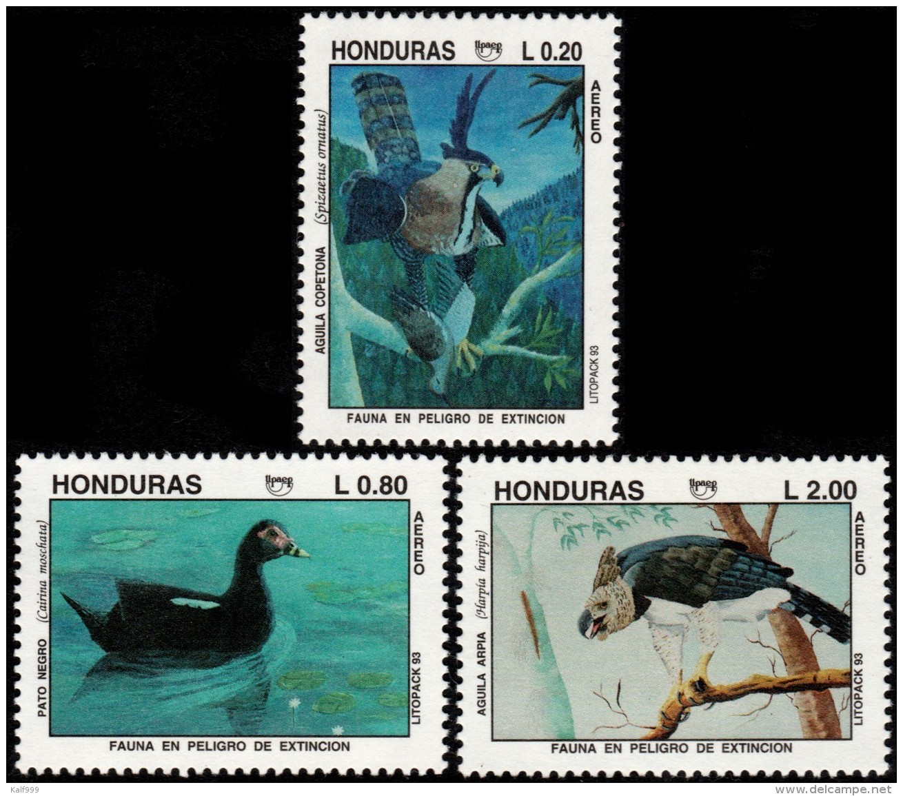 ~~~ Honduras 1993 - UPAEP Fauna Birds  Good Set - Mi. 1217/1219 ** MNH OG ~~~ - Honduras