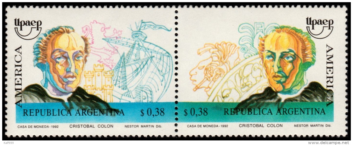 ~~~ Argentina 1992 - UPAEP America Good Set - Mi. 2145/2146 ** MNH OG ~~~ - Unused Stamps