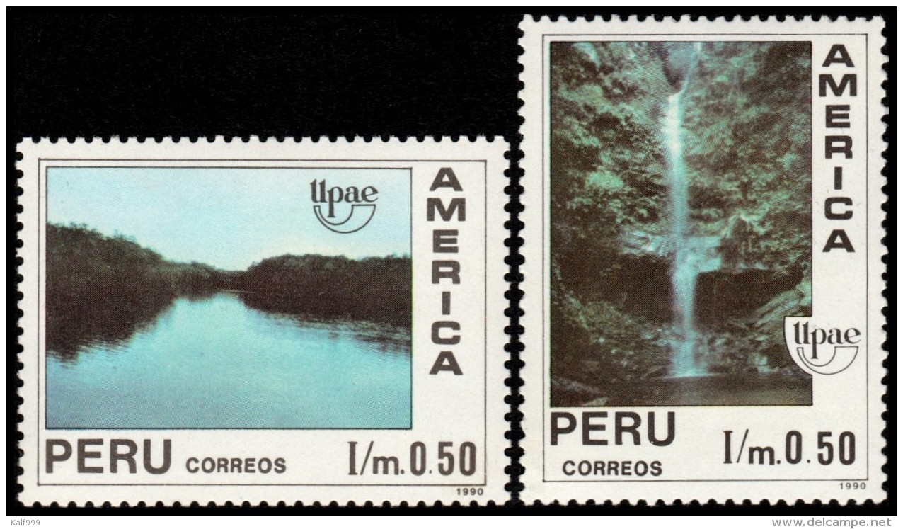 ~~~ Peru 1991 - UPAEP Geology Cascade Waterval  Good Set - Mi. 1454/1455 ** MNH OG ~~~ - Peru