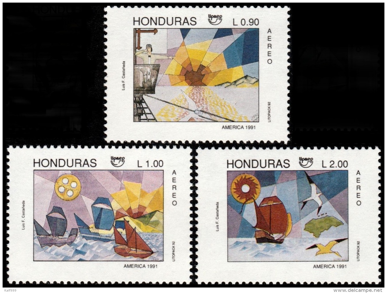 ~~~ Honduras 1992 - UPAEP America Ships Paintings  Good Set - Mi. 1131/1133 ** MNH OG ~~~ - Honduras