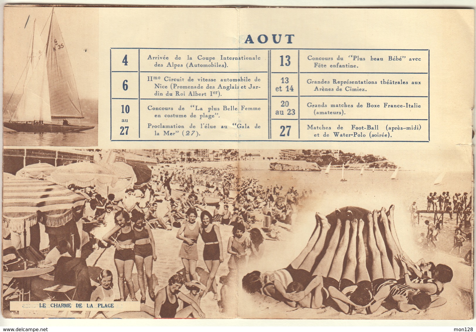 NICE - ETE 1933 PROGRAMME DES FETES