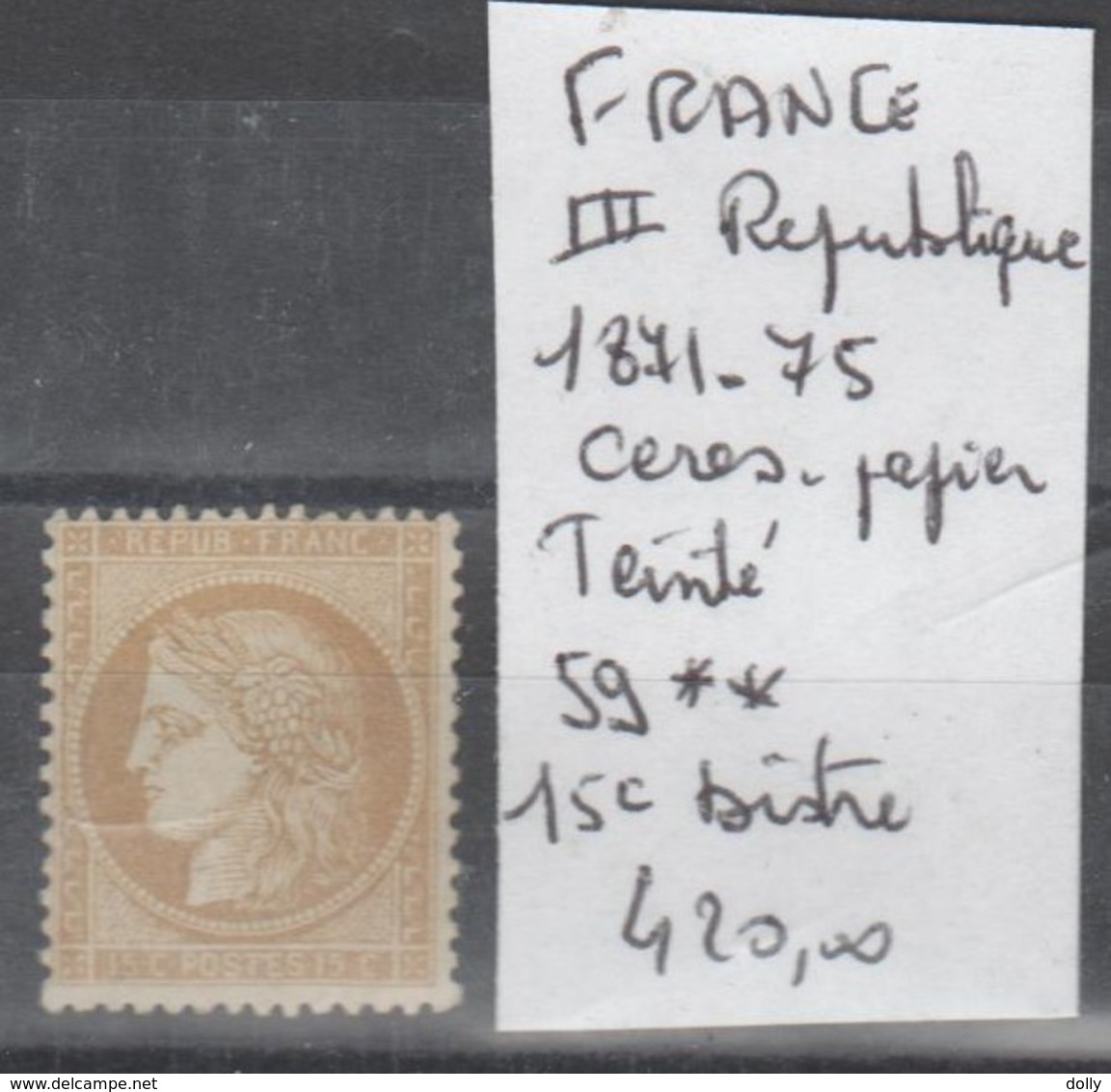 TIMBRES NEUF ** LUXE   France > Nr 59 ** COTE 420.00 € CERES III REPUBLIQUE - 1871-1875 Cérès