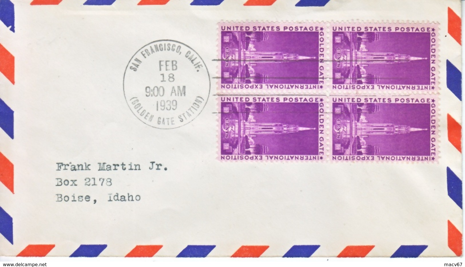 U.S.  GOLDEN  GATE  EXPO. COVER  C.d. USED  ONLY  ONE  DAY - Covers & Documents