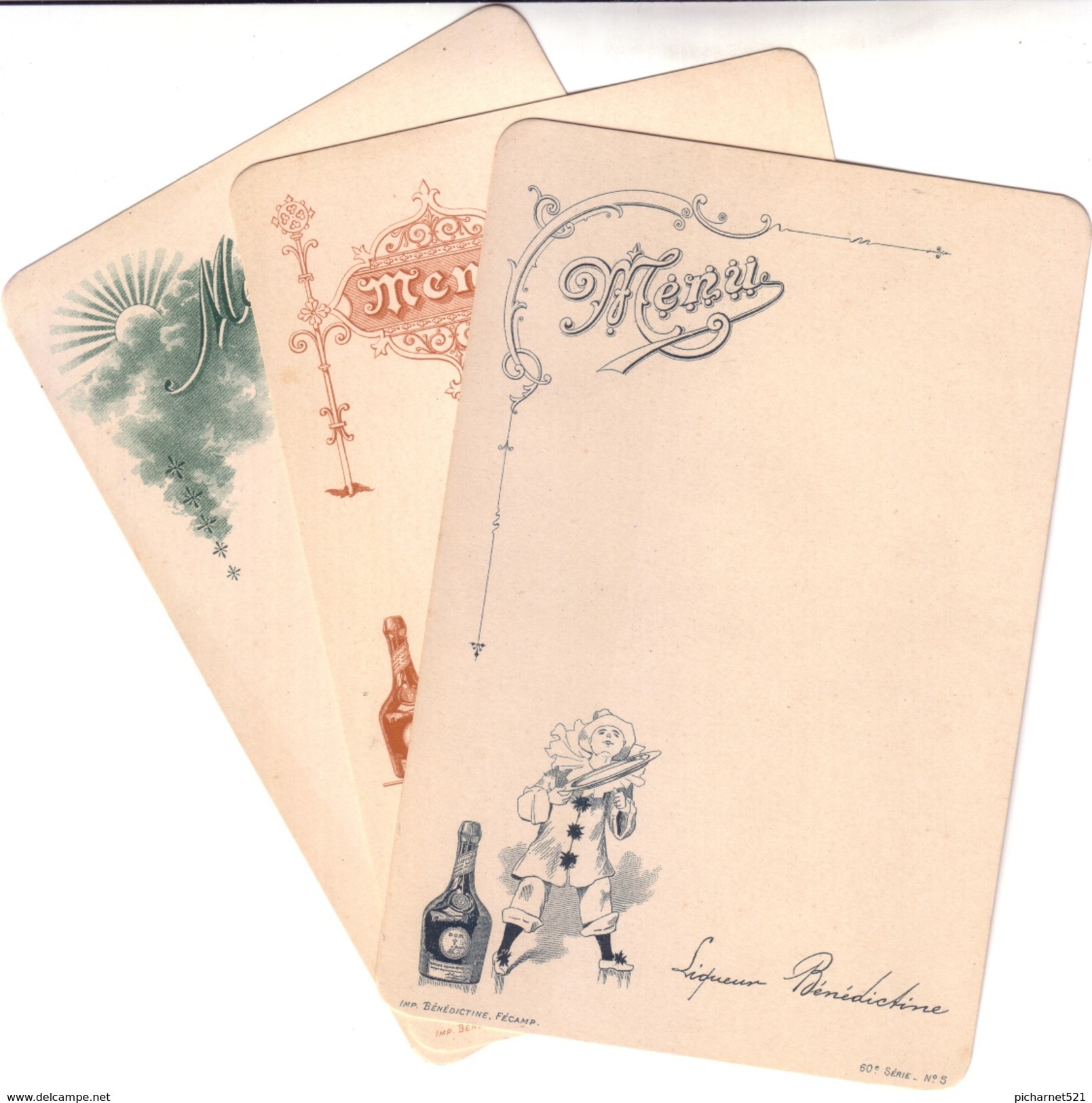 Pochette De 6 Menus En Chromolithographie. Cartons Maintenus Par Une Bande De Papier Avec Cachet. Tb état. - Menus