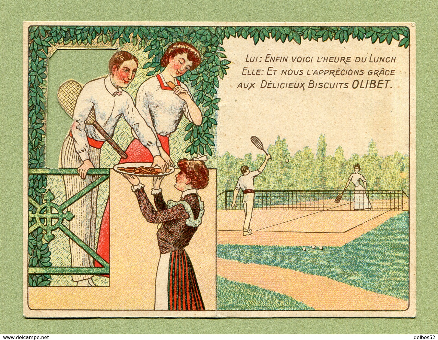 CALENDRIER  1909 : " BISCUITS " OLIBET "  CHROMO Sur Le TENNIS - Petit Format : 1901-20