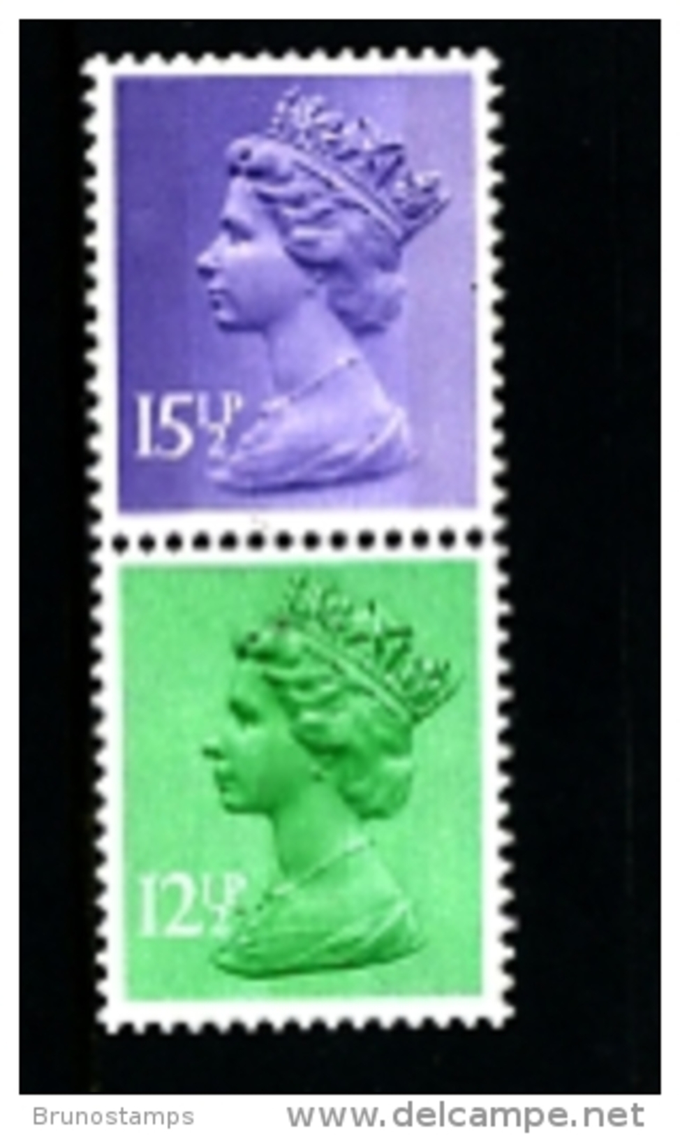 GREAT BRITAIN - 1982  MACHIN   12 1/2+15 1/2p.  DOUBLE STAR  PAIR MINT NH  SG X898Eu+X907Eu - Machins