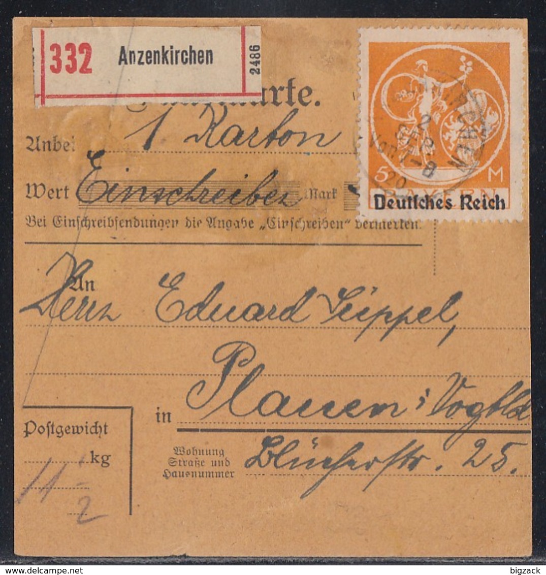 DR Paketkarte Mif Minr.125,134,136 Anzenkirchen Gel. Nach Plauen - Briefe U. Dokumente