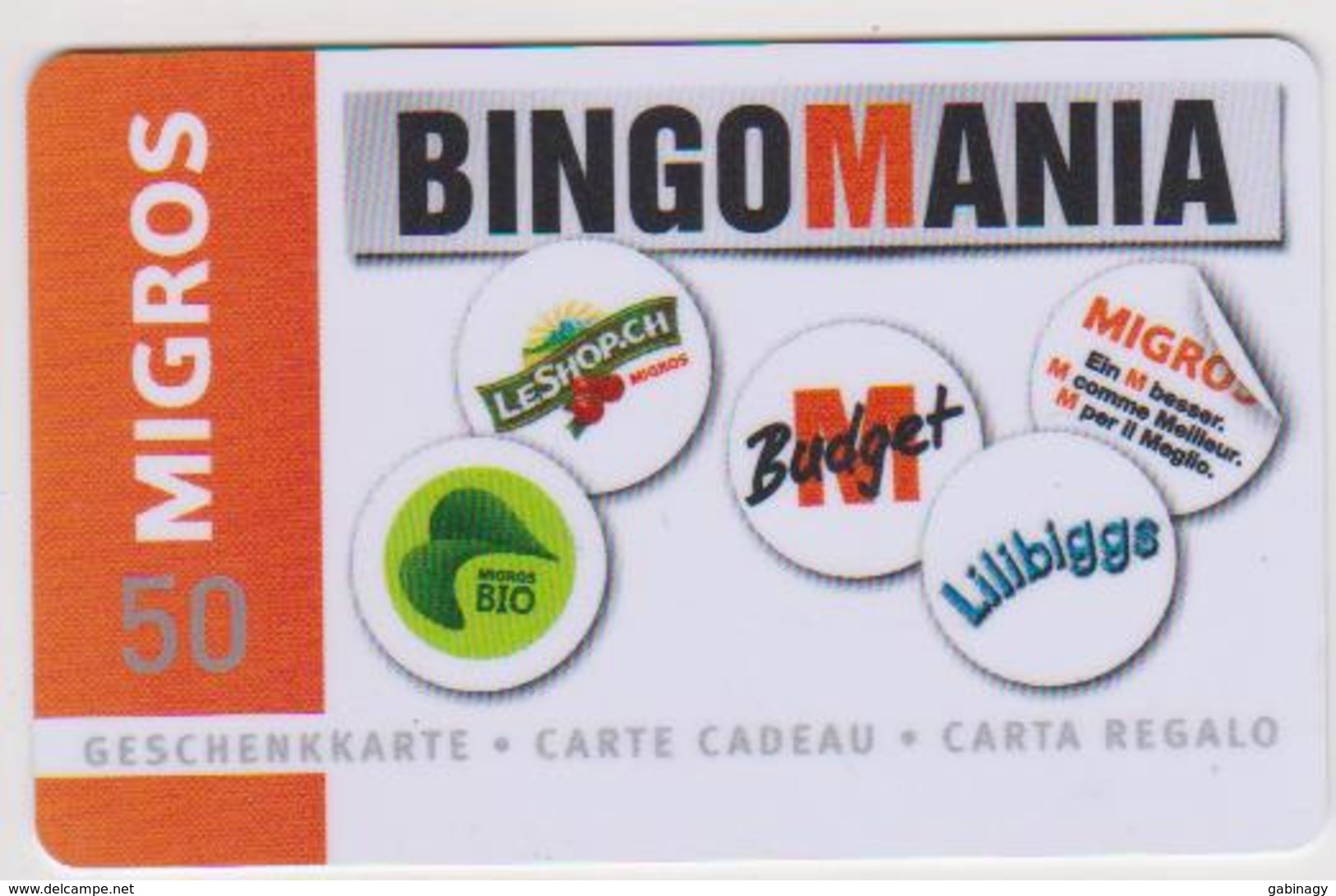 GIFT CARD - SWITZERLAND - MANOR 271 - BINGOMANIA - Gift Cards